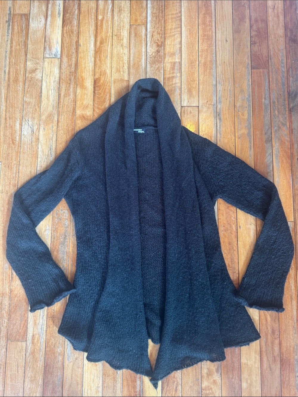 Wooden Ships Cozy Open-Front Black Women's Sweater Cardigan